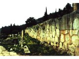 Delphi-Wall with inscribed names of manumitted slaves. Slaves were often brought to Delphi and given their freedom by being `sold` to Apollo.